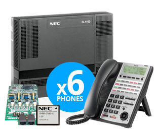 NEC SL1100 Digital System Kit w/ (6) 24-Key Phones, 2Port VMail 4x8x4 1100009